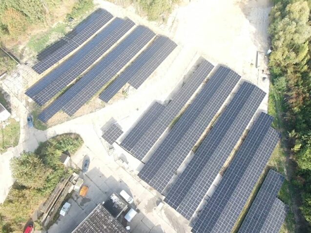 Installation of ground mounted photovoltaic panels Altenburg Solar Park 2