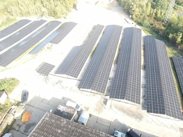 Installation of ground mounted photovoltaic panels Altenburg Solar Park 5