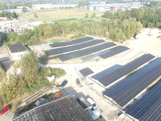 Installation of ground mounted photovoltaic panels Altenburg Solar Park 6