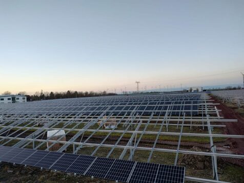 Installation of ground mounted photovoltaic panels Atzendorf Solar Park 1