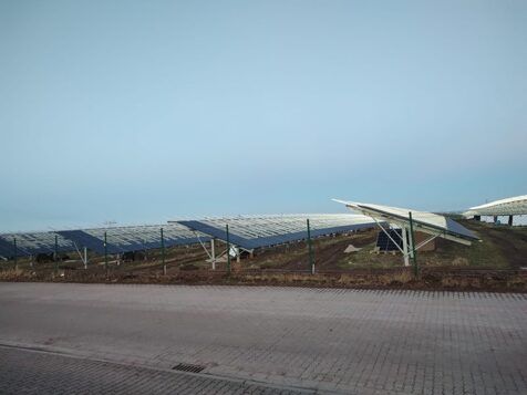 Installation of ground mounted photovoltaic panels Atzendorf Solar Park 11