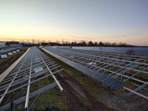 Installation of ground mounted photovoltaic panels Atzendorf Solar Park 14