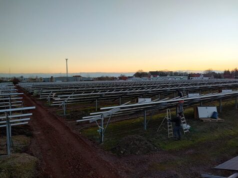Installation of ground mounted photovoltaic panels Atzendorf Solar Park 16