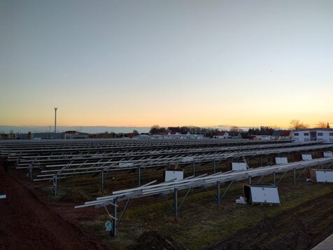 Installation of ground mounted photovoltaic panels Atzendorf Solar Park 17