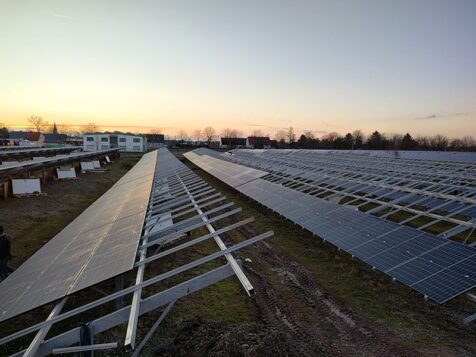 Installation of ground mounted photovoltaic panels Atzendorf Solar Park 2