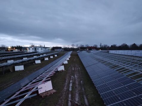 Installation of ground mounted photovoltaic panels Atzendorf Solar Park 4
