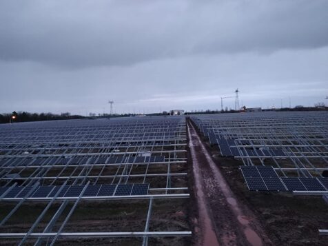 Installation of ground mounted photovoltaic panels Atzendorf Solar Park 6