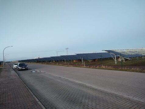 Installation of ground mounted photovoltaic panels Atzendorf Solar Park 8