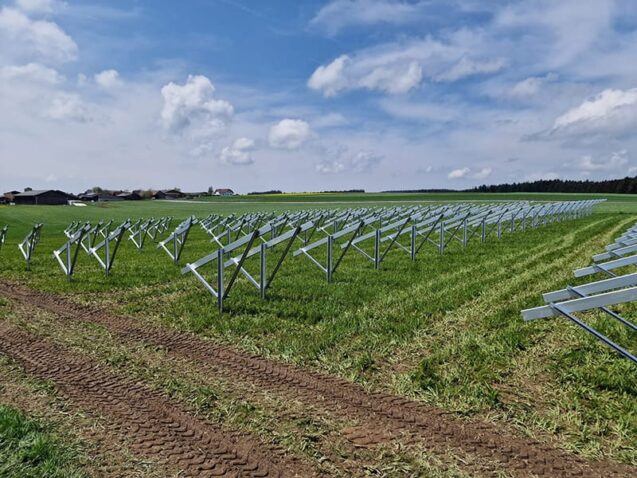 Installation of ground mounted photovoltaic panels Reitzendorf Solar Park 1