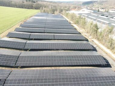 Installation of ground mounted photovoltaic panels Seebach Solar Park 1