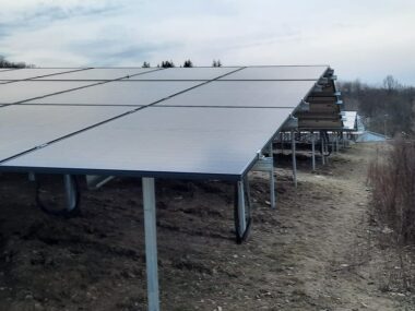 Installation of ground mounted photovoltaic panels Seebach Solar Park 3