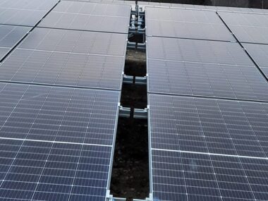 Installation of ground mounted photovoltaic panels Seebach Solar Park 4