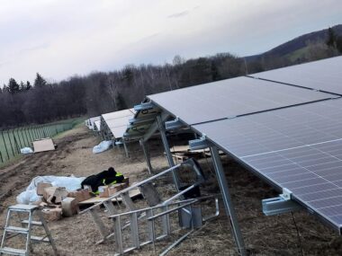 Installation of ground mounted photovoltaic panels Seebach Solar Park 6